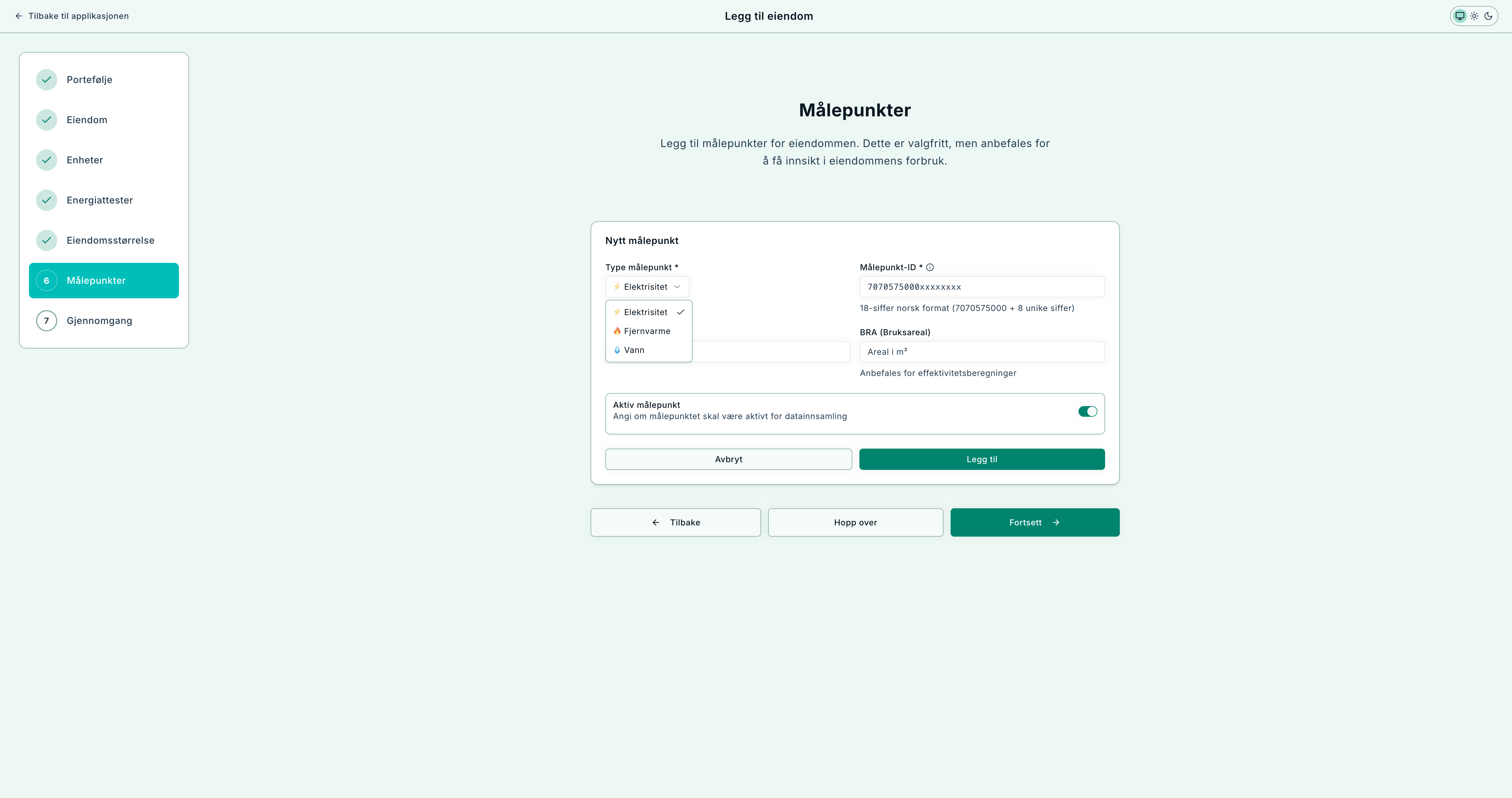 Step Metering points: add ID, type, and status – optional